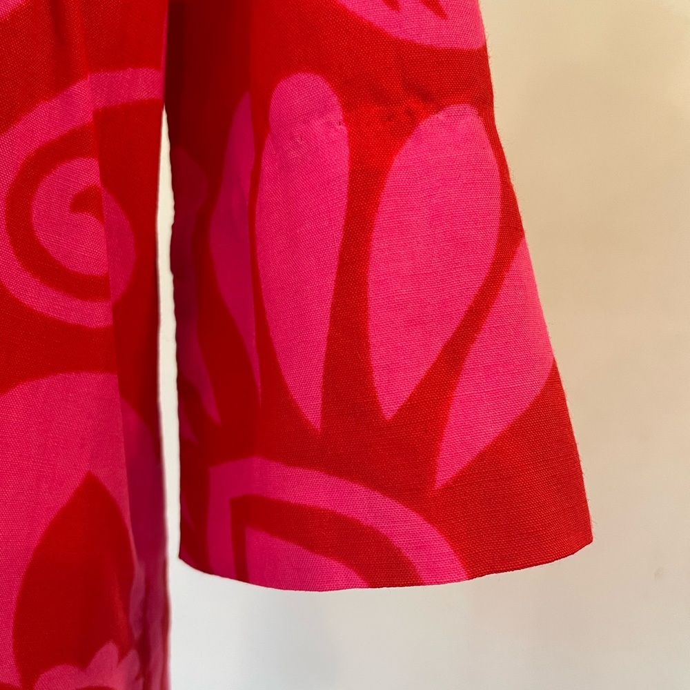 Vintage Liberty House Waikiki Tunic, floral, pink/red, covered buttons, S, GUC - Picture 4 of 9